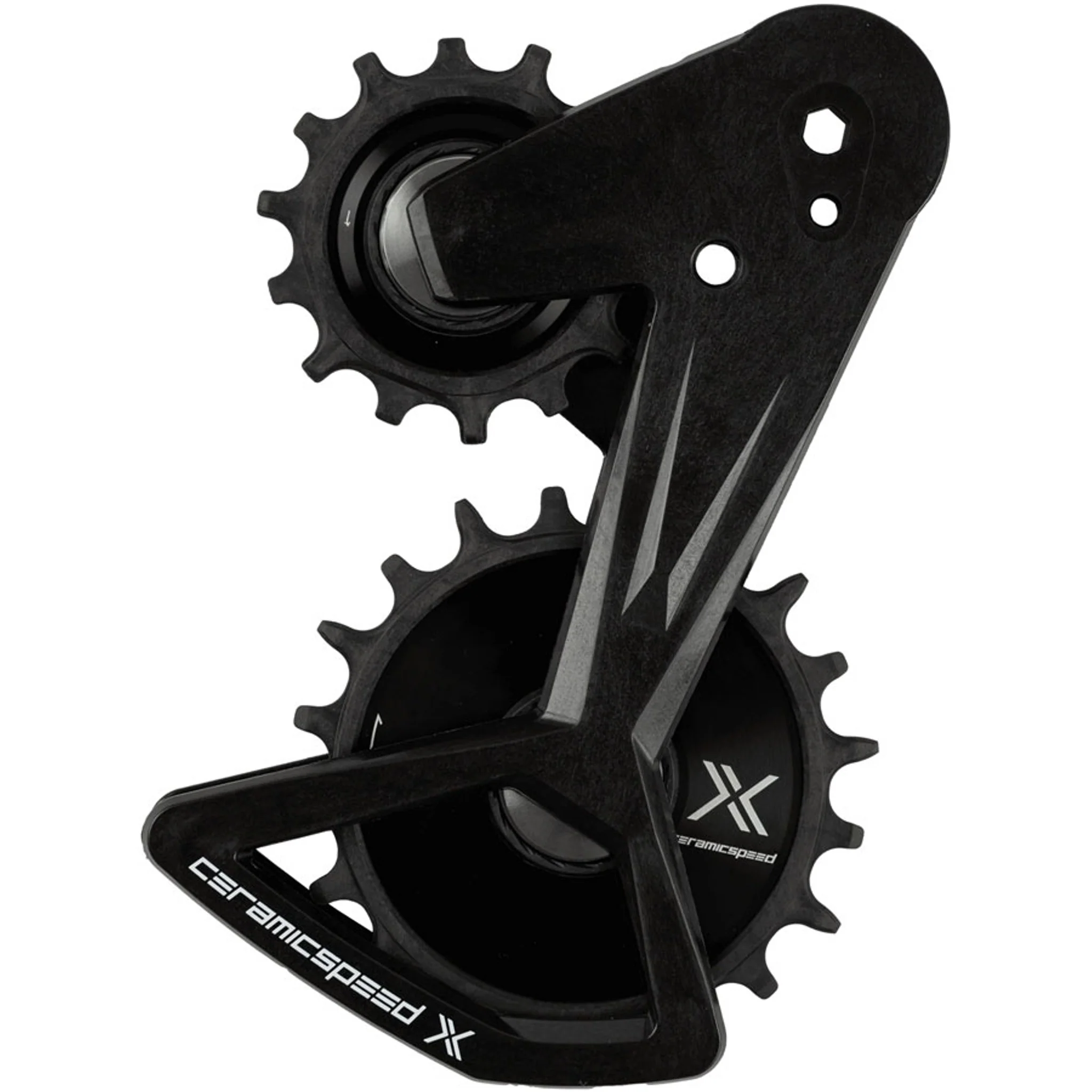 CeramicSpeed OSPW X Alpha Pulley Wheel System for SRAM RED/Force/Rival XPLR E1 - ALPHA Aluminum Pulley, Carbon Cage, Black