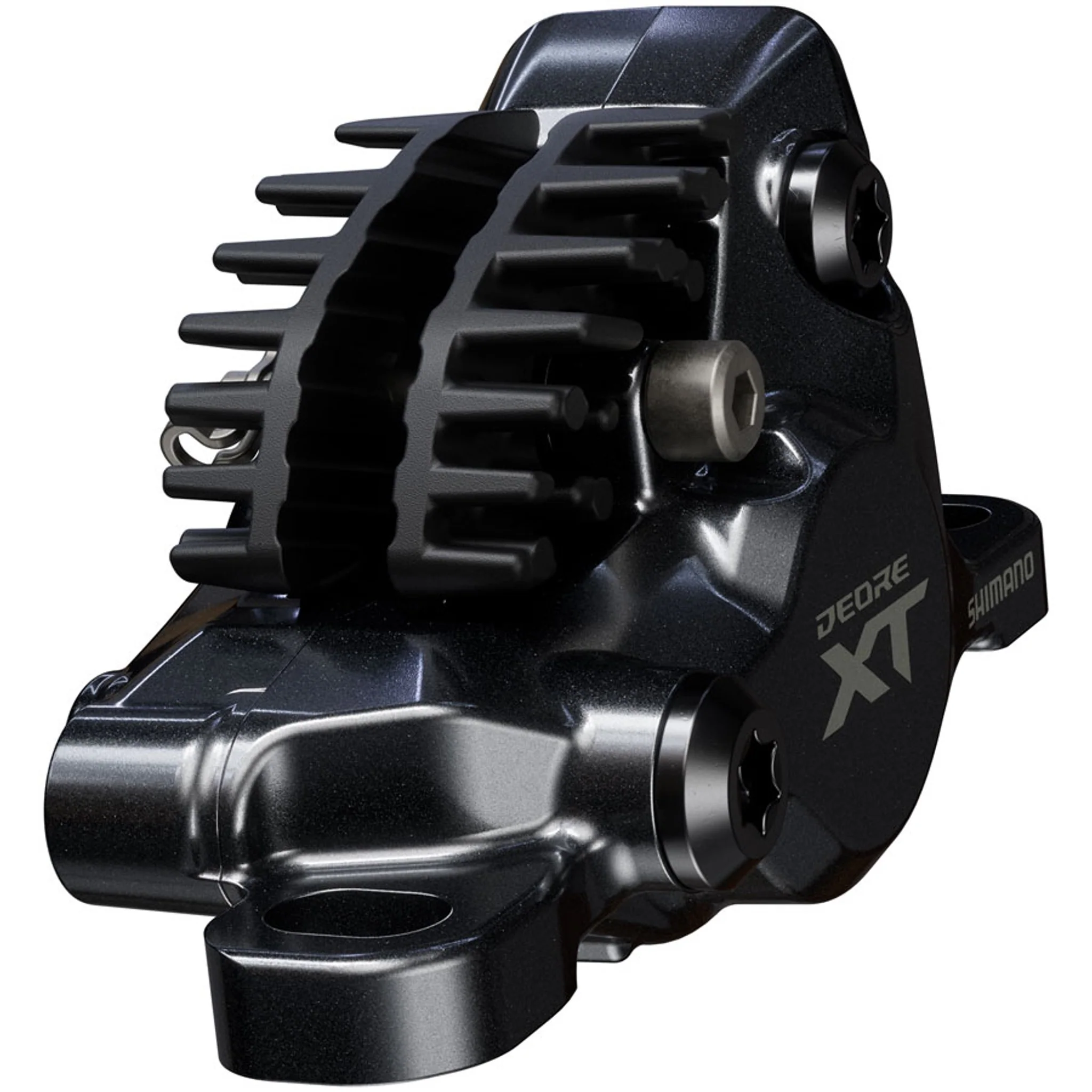 Shimano Deore XT BR-M8200 XC Disc Brake Caliper - Front or Rear, Post Mount, 2-Piston, Includes J04C-MF Finned Metal Pads, Black - Image 2