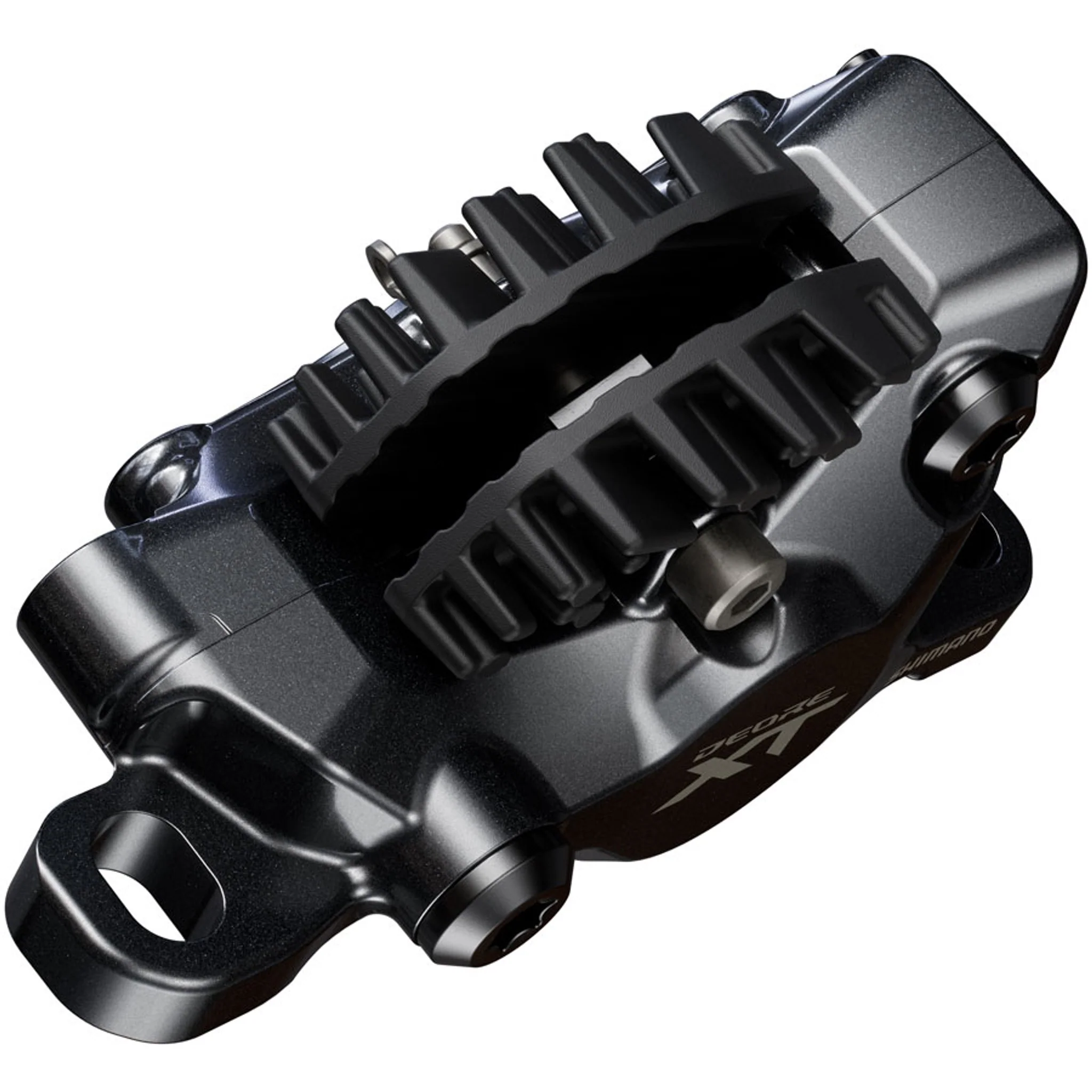 Shimano Deore XT BR-M8200 XC Disc Brake Caliper - Front or Rear, Post Mount, 2-Piston, Includes J04C-MF Finned Metal Pads, Black - Image 3