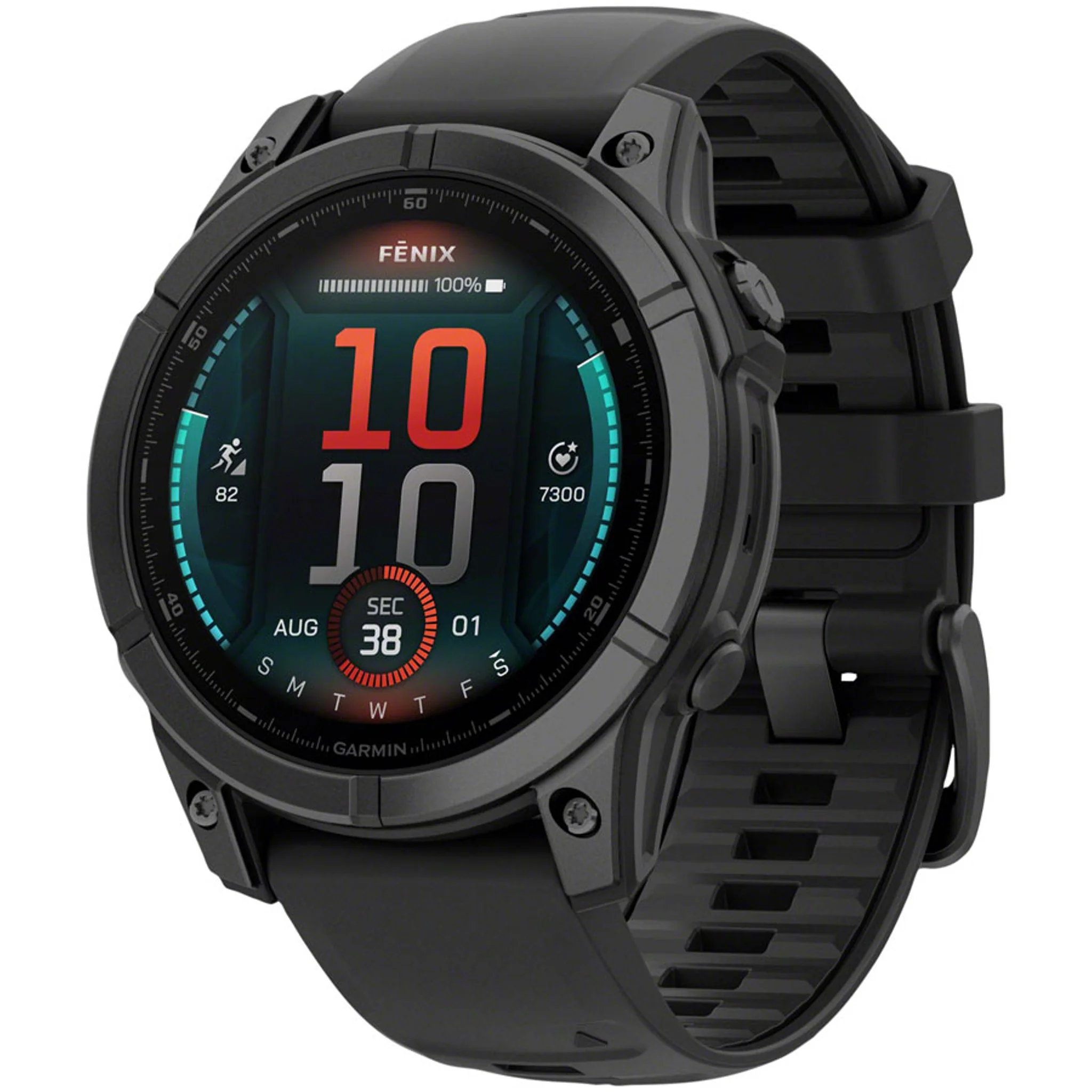 fenix E Smartwatch - 47mm, AMOLED, Slate Gray Steel with Black Silicone Band