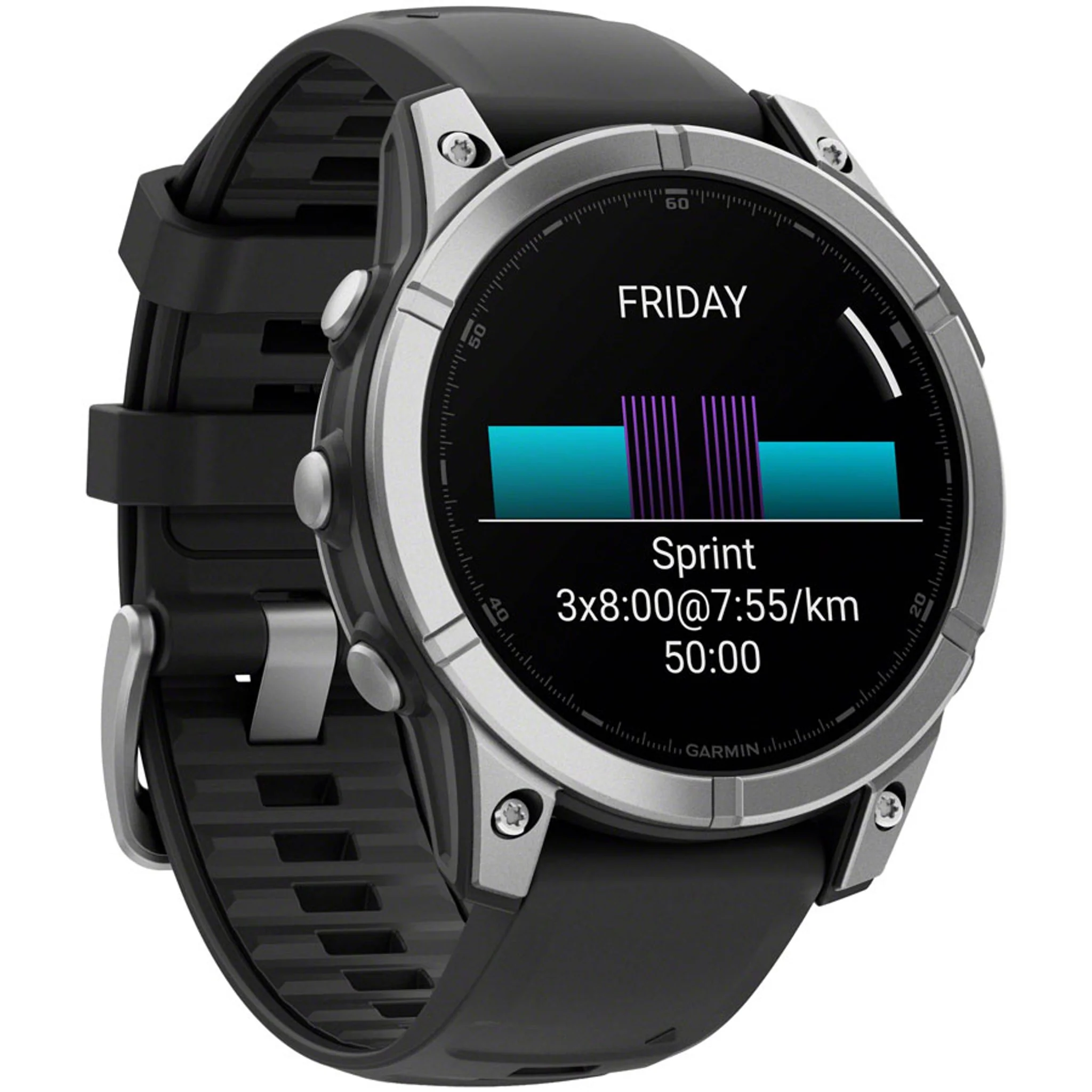 fenix E Smartwatch - 47mm, AMOLED, Slate Gray Steel with Black Silicone Band - Image 3