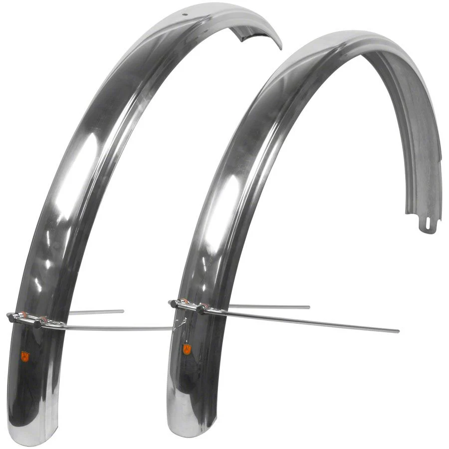Fluted 700c x 63 Fender Set: Polished Silver (700c x 55)
