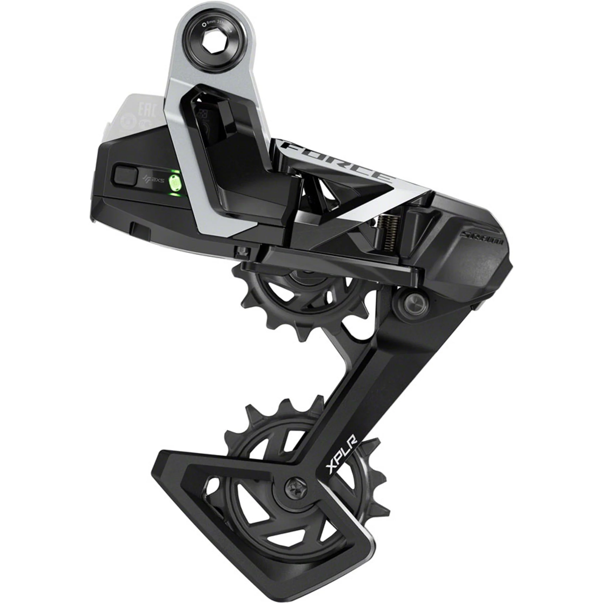 Force XPLR AXS Rear Derailleur - For Force XPLR 1x, 13-Speed, 46t Max, UDH Hangerless, (Battery Not Included), Black/Silver, E1