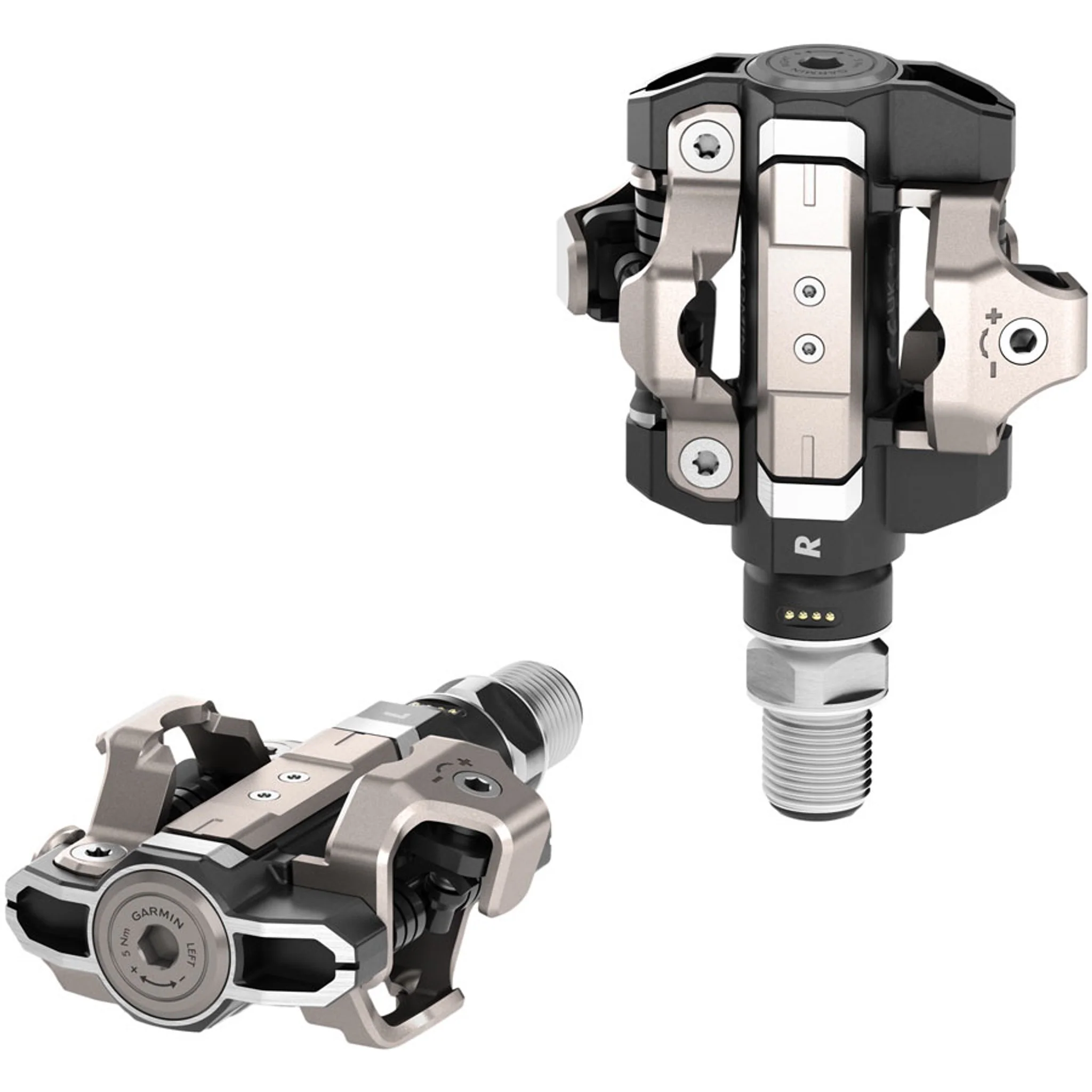 Garmin Rally XC210 Power Meter Pedals - Dual Sided Clipless, Alloy, 9/16", Black, Pair, Dual-Sensing, Shimano SPD