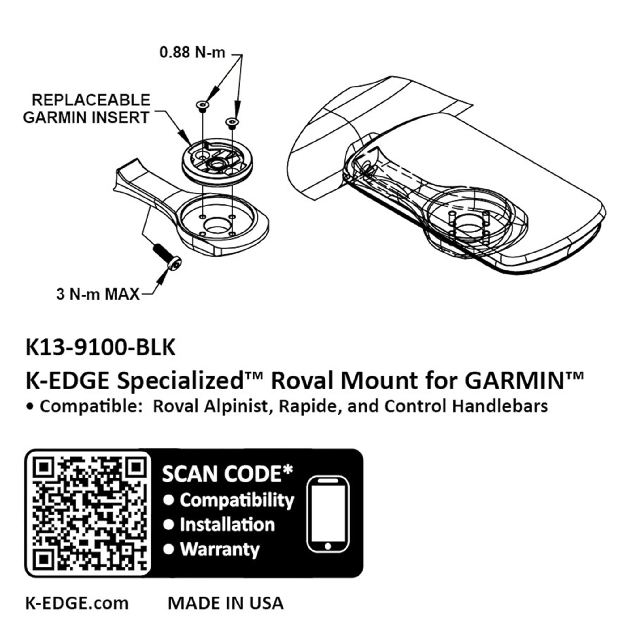 K-EDGE Garmin Specialized Roval Computer Mount - Black Anodized, Compatible up to Garmin 1050 - Image 4