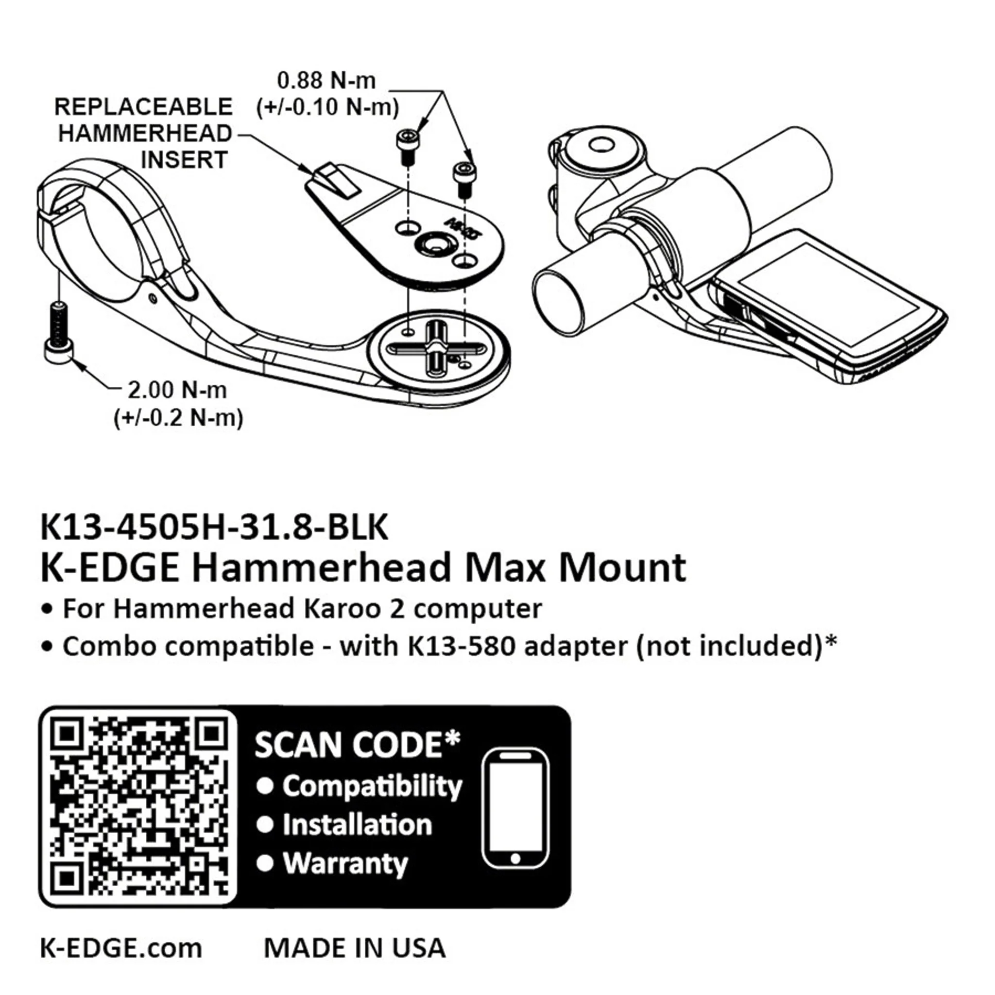 Hammerhead MAX XL Computer Mount - 31.8mm, Black Anodize - Image 4