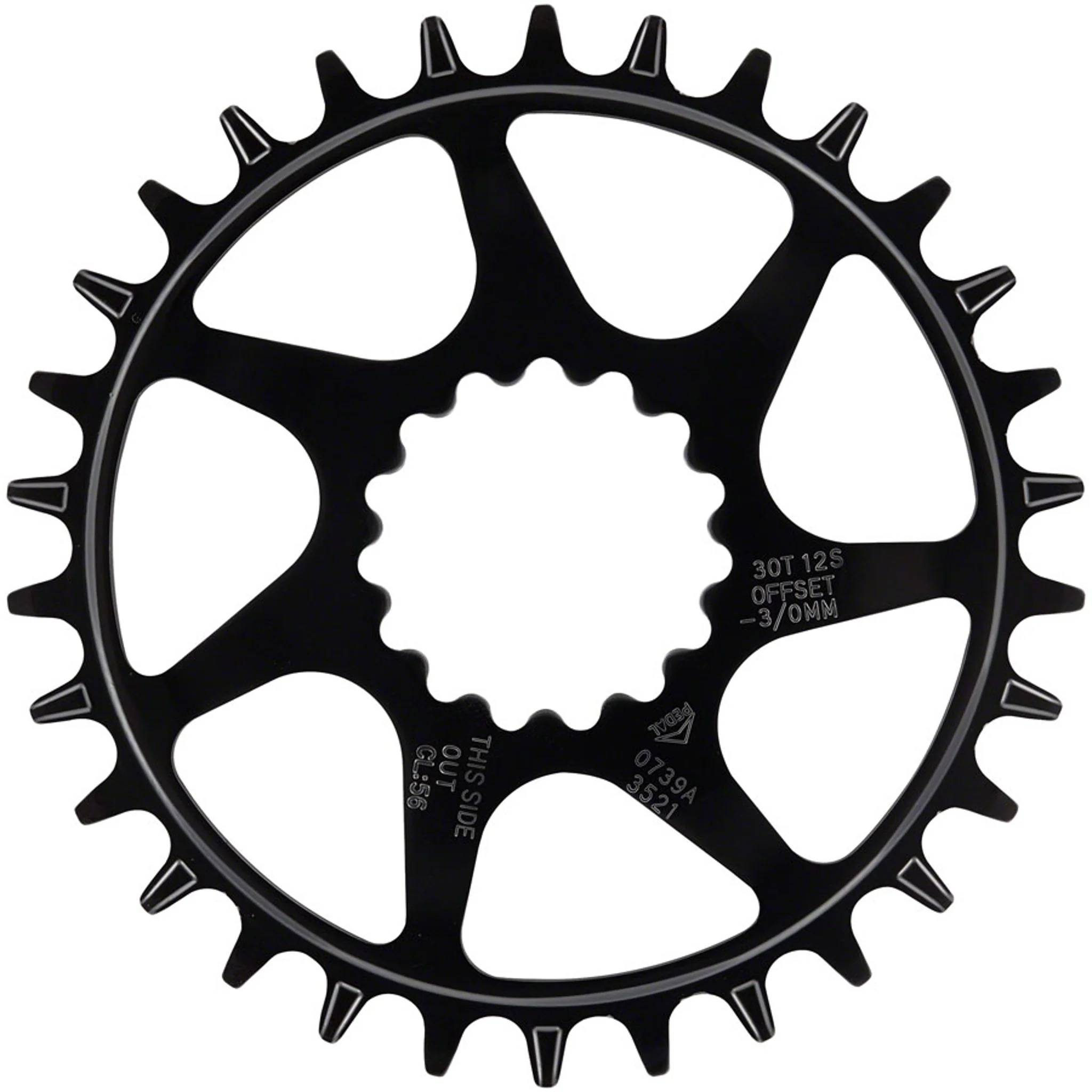 e*thirteen Helix Guidering - 30t, 10/11/12-Speed, 52/55mm Flip Flop CL, 3/5mm Offset, e*thirteen DM, Black