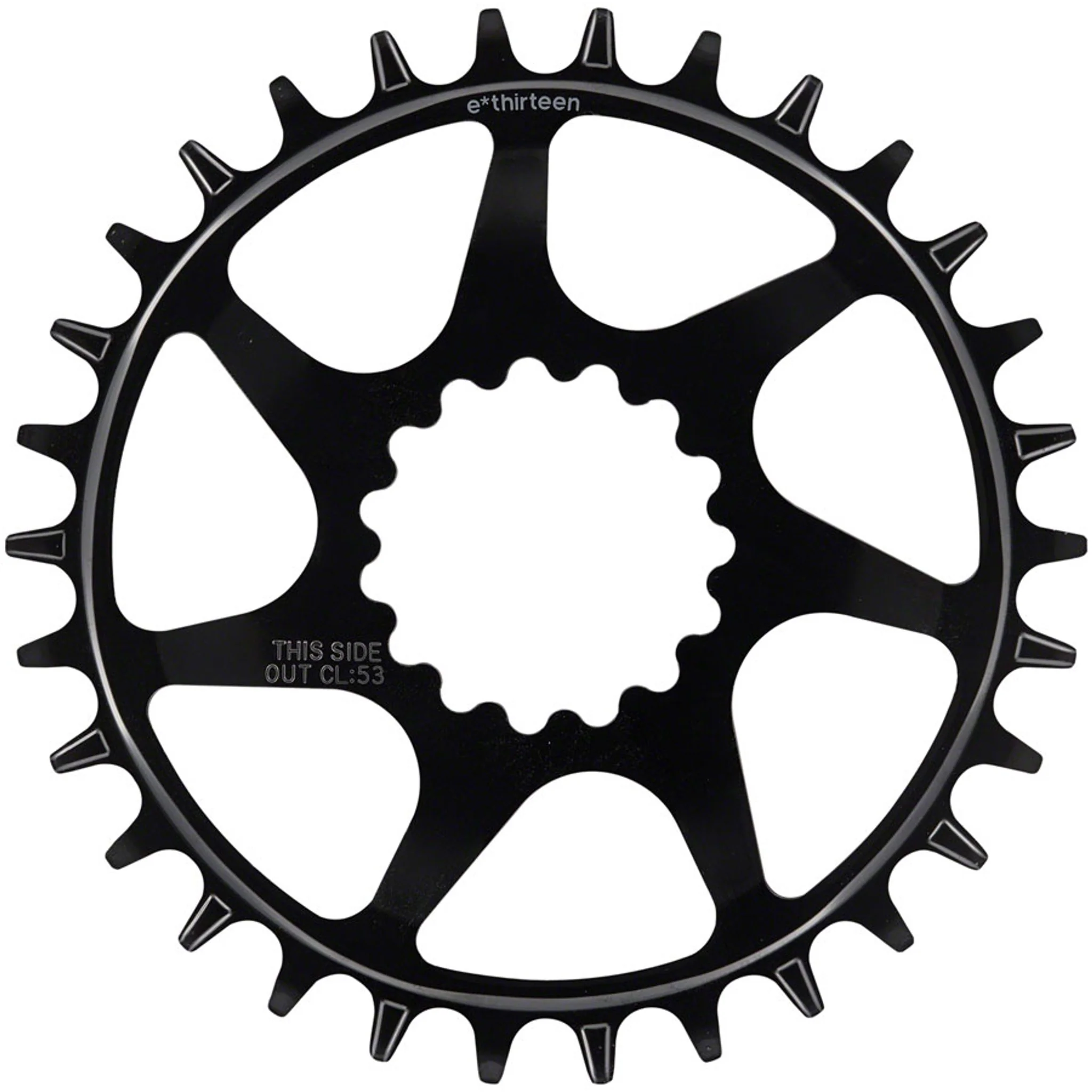 e*thirteen Helix Guidering - 30t, 10/11/12-Speed, 52/55mm Flip Flop CL, 3/5mm Offset, e*thirteen DM, Black - Image 2