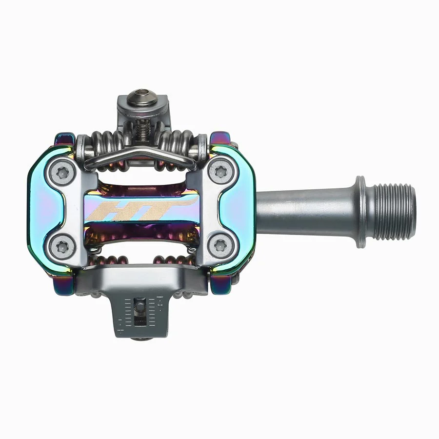 HT Components, M2 Leopard M, Pedals, Body: Aluminum, Spindle: Cr-Mo, 9/16'', Oil Slick, Pair