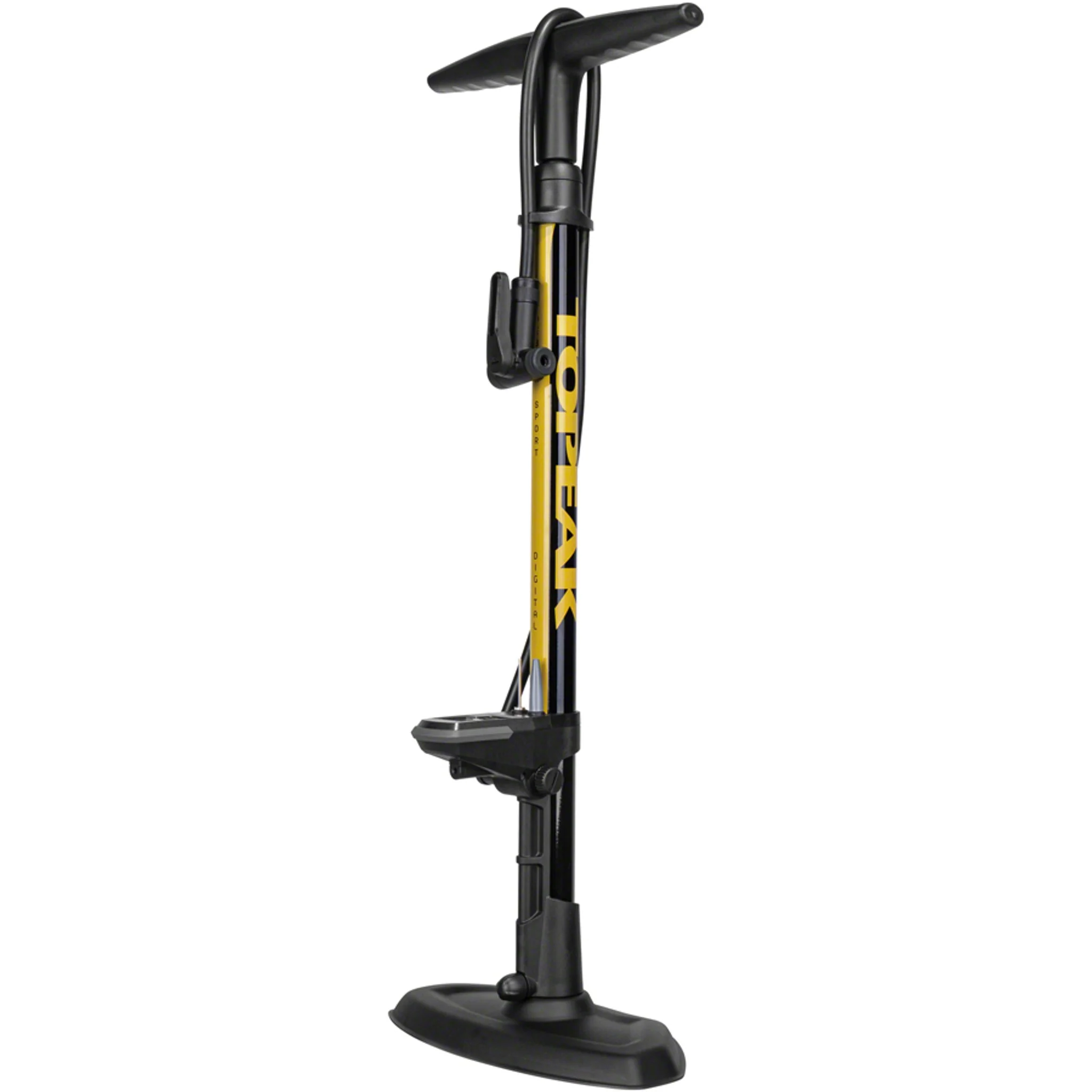 JoeBlow Sport Digital Floor Pump - 160psi / 11bar Digital Gauge, TwinHead DX5, Black/Yellow