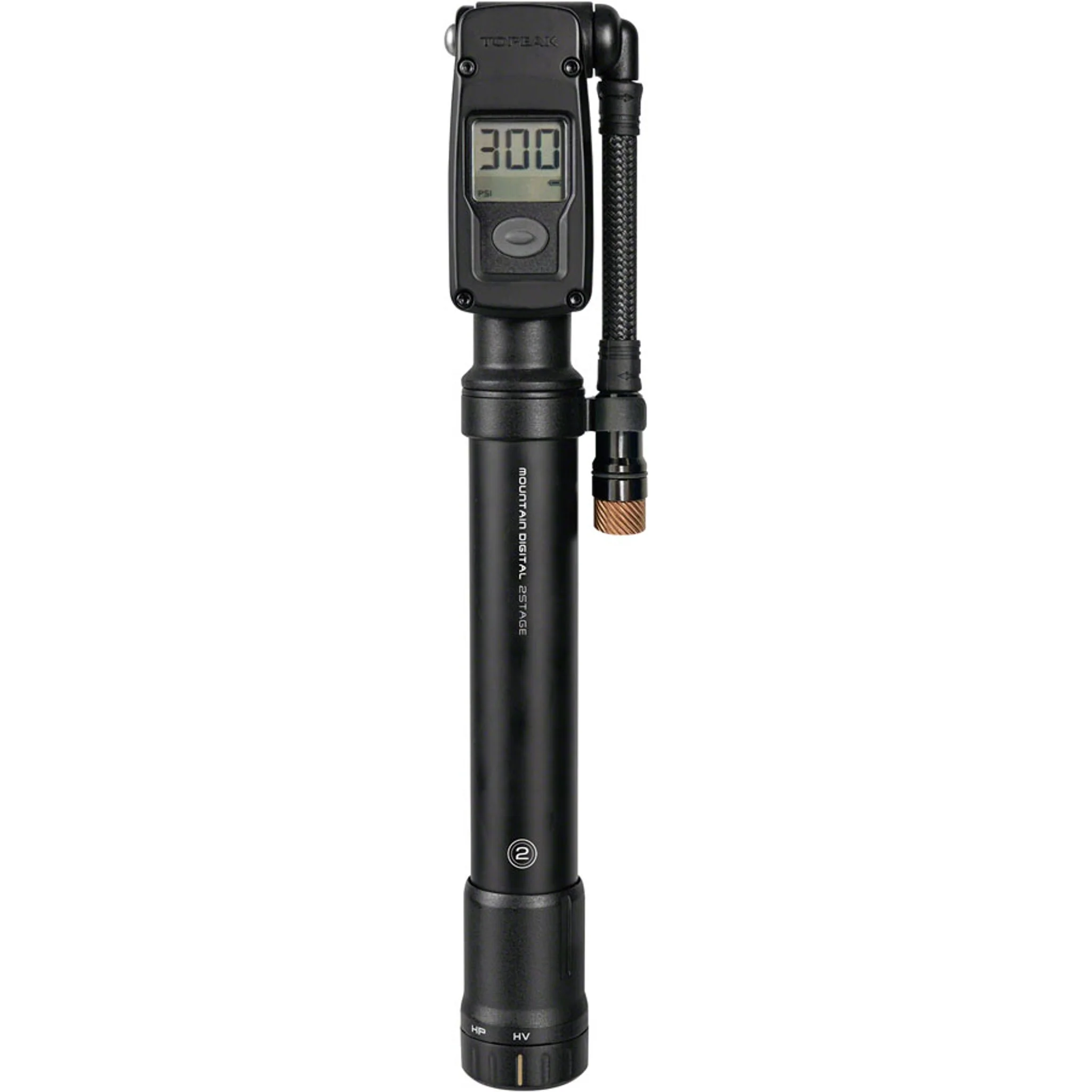 Mountain Digital Shock/Tire Mini Pump - 2Stage, 300psi, Black