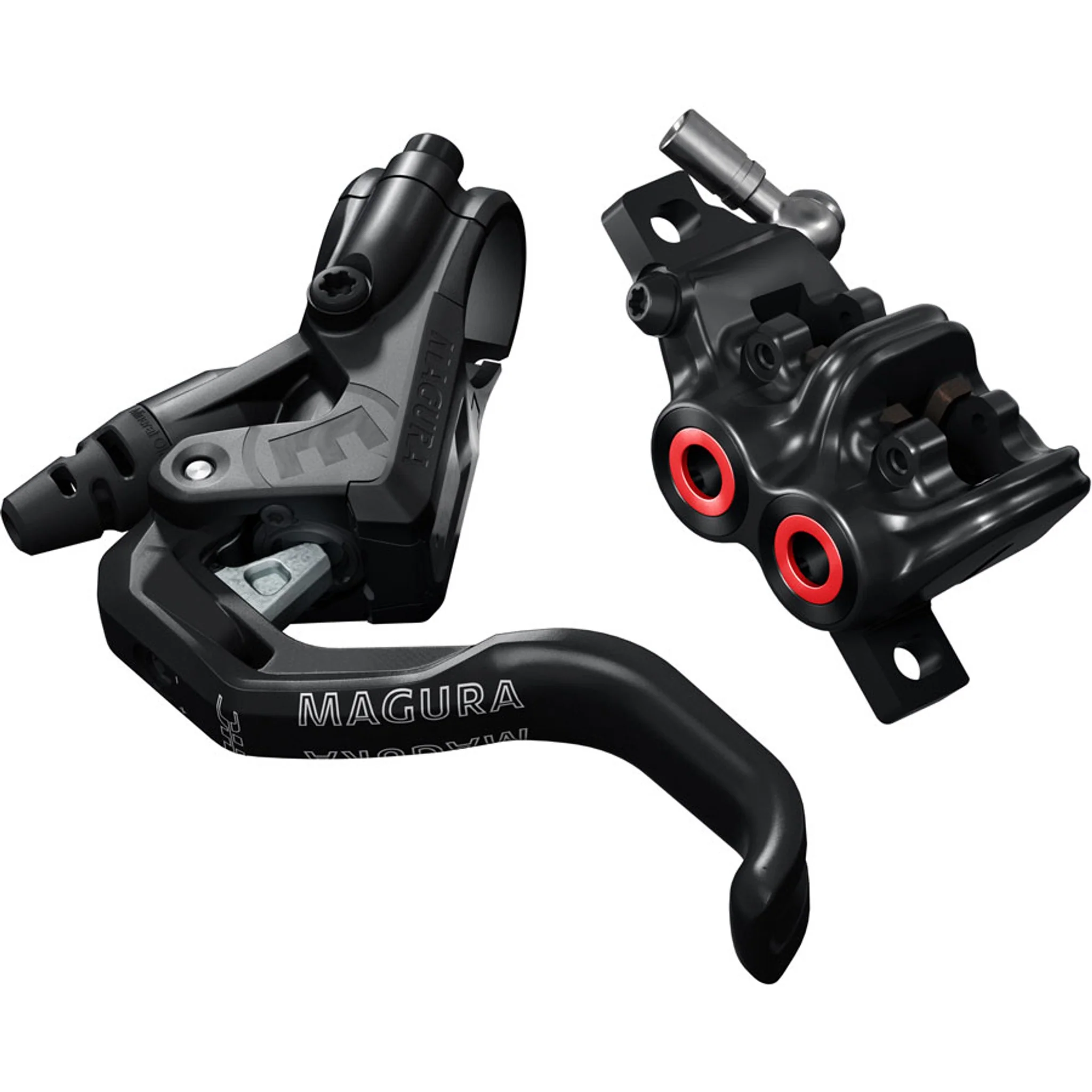 Magura MT5 HC Disc Brake and Lever -  Front or Rear, Hydraulic, Post Mount, Black/Neon Red