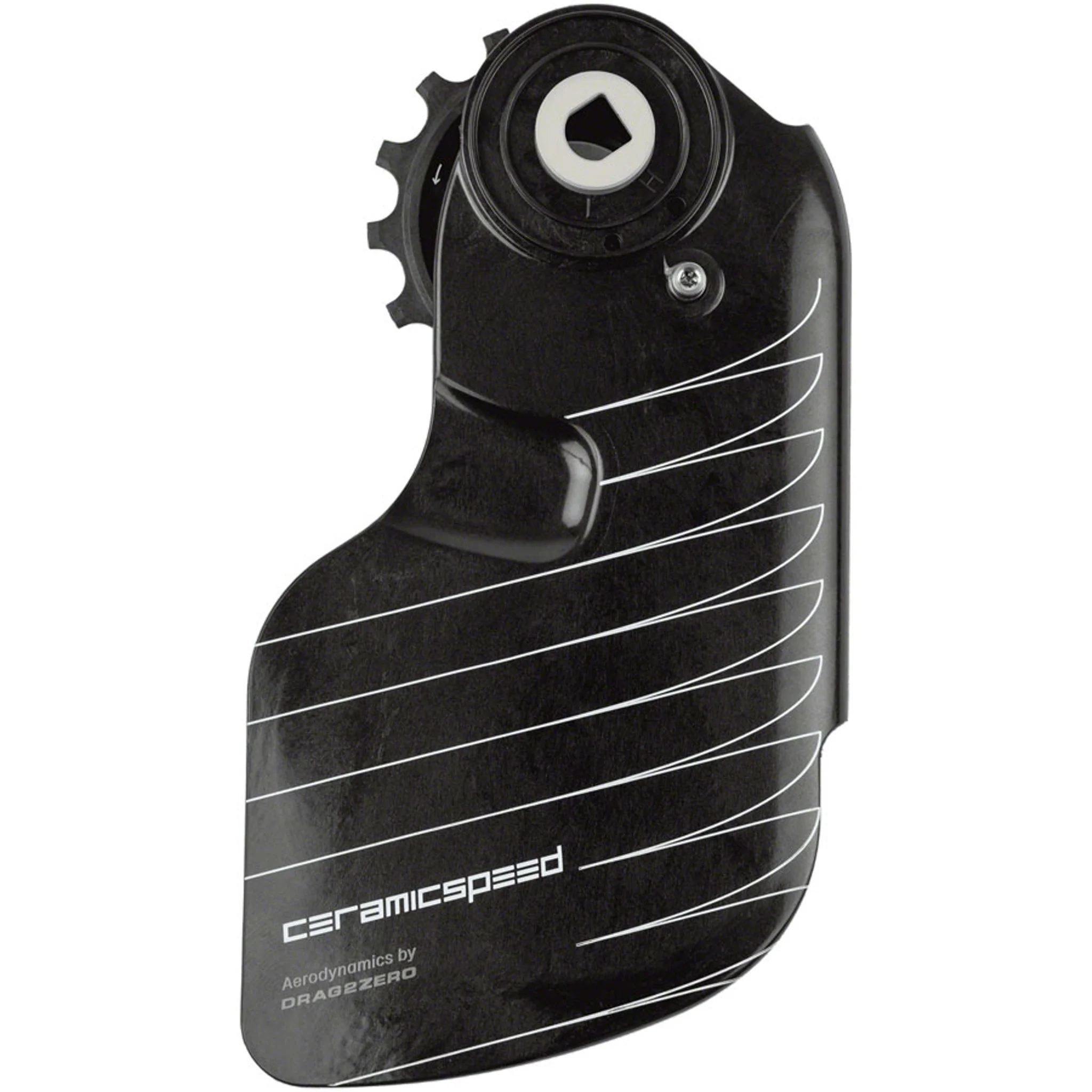 OSPW Pulley Wheel Aero Alpha System for SRAM Red/Force AXS - Coated Races, Aluminum Pulley, Carbon Cage, Black