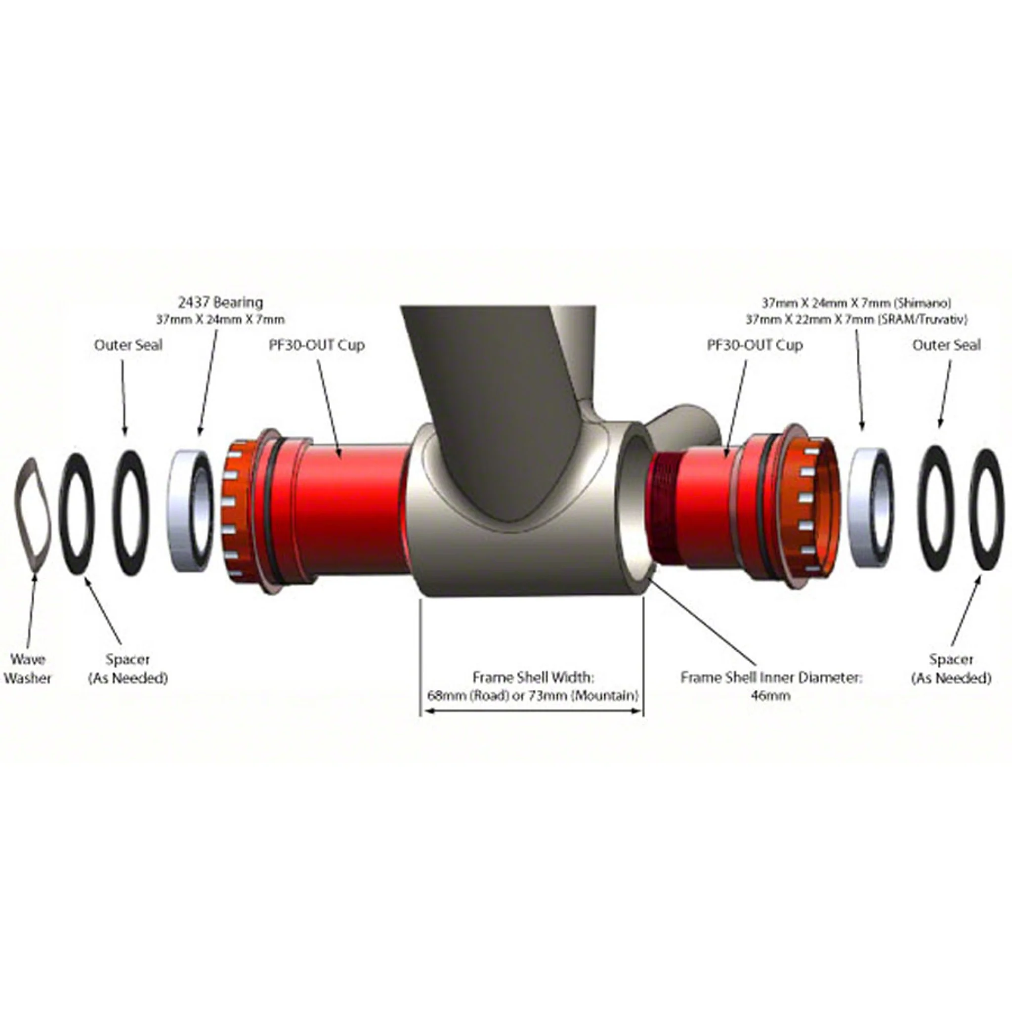 PF30 PressFit Thread Together Bottom Bracket - Image 2