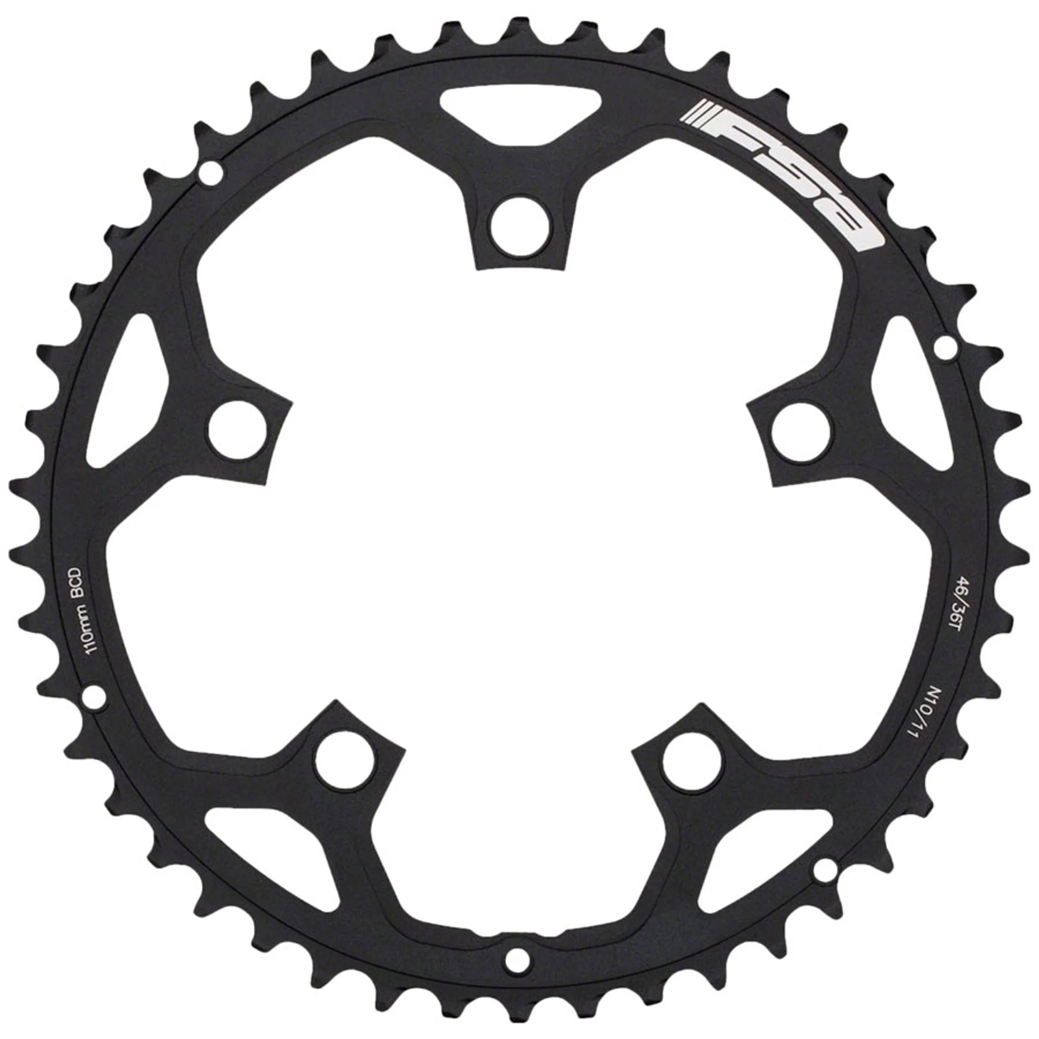 Tempo Pro Road Chainring - 46t, 110mm BCD, 5-Bolt, Steel, 8/9/10/11-Speed, Black