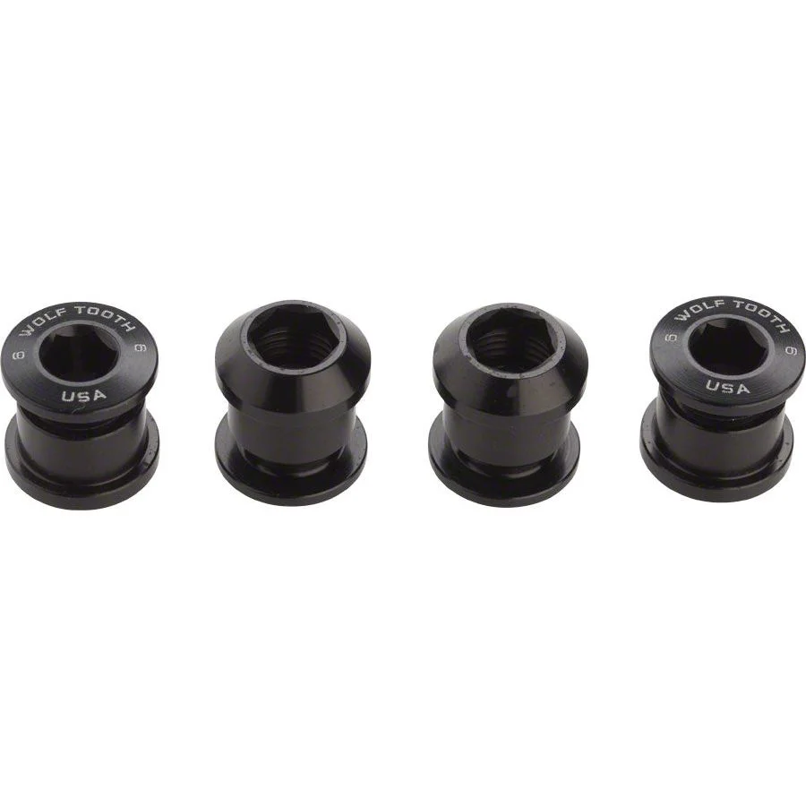 Wolf Tooth Set of 4 Chainring Bolts for 1x use, Dual Hex Fittings, Black