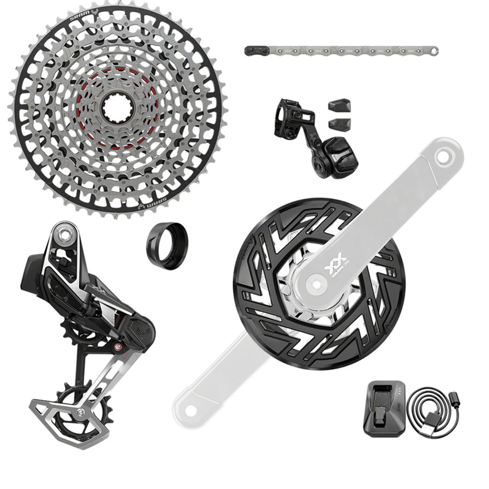 XX Eagle T-Type Ebike AXS Groupset - 104BCD 34T, Derailleur, Shifter, 10-52t Cassette, Clip-On Guard, Arms not included